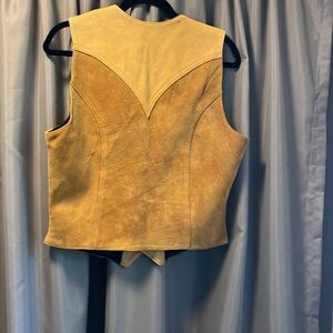 Tan leather motorcycle type vest (Treens)